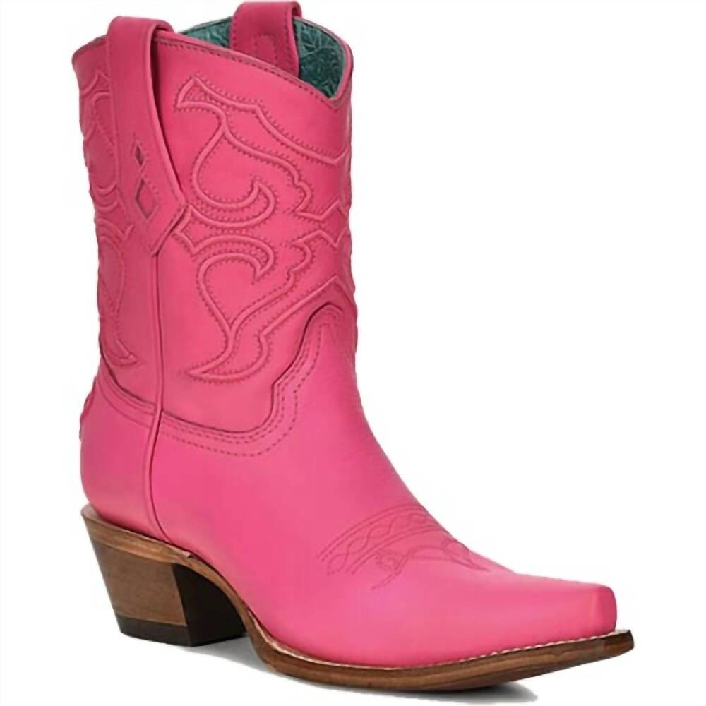 NEW CORRAL women's embroidery ankle western boots in pink
